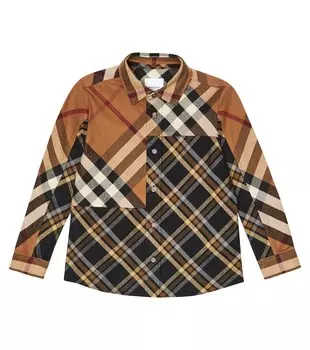 Рубашка из жаккардового хлопка в клетку Burberry, разноцветный