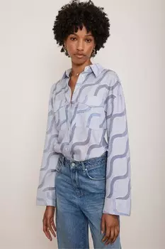 Рубашка из жаккардовой ткани в полоску Mint Velvet, синий