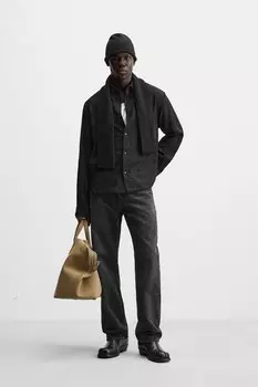 Рубашка из жаккардовой вискозной смеси ZARA, черный