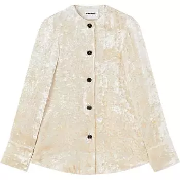 Рубашка из жатого бархата с длинным рукавом JIL SANDER, светло-бежевый