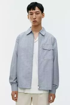 Рубашка из жатого хлопка на молнии Arket, синий