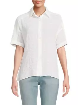 Рубашка из жатого хлопка с короткими рукавами Max Studio, белый