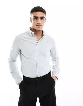 Рубашка из жатого хлопка серого цвета ASOS DESIGN – стандартного кроя