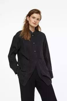 Рубашка из жатого шифона H&amp;M, черный