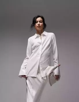 Рубашка из жатой ткани Topshop цвета слоновой кости