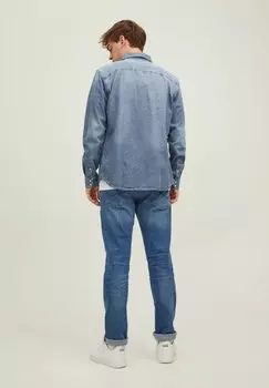Рубашка Jack & Jones, джинсовая, синего цвета