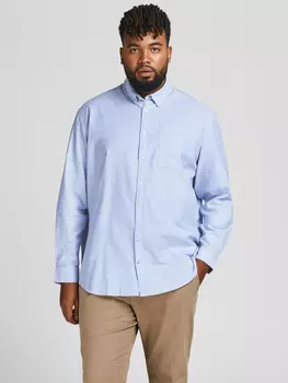 Рубашка Jack & Jones Einfarbiges Plus Size bergren Business Shirt JJEOXFORD, синий