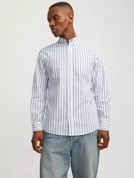 Рубашка Jack & Jones Einfarbiges Plus Size bergren Business Shirt JJEOXFORD, цвет wei-blau