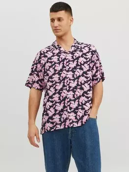 Рубашка Jack & Jones Florales Kurzarm Relaxed Fit Shirt JORLUKE, розовый