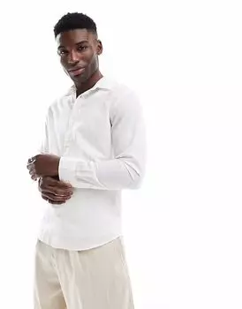 Рубашка Jack & Jones из льняной смеси белого цвета