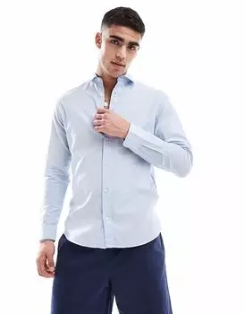 Рубашка Jack & Jones из льняной смеси светло-голубого цвета