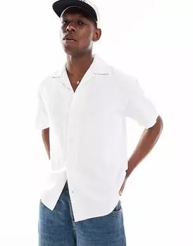 Рубашка Jack & Jones из смеси льна и вышивки белого цвета