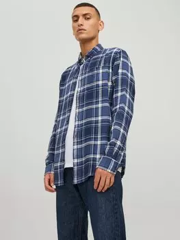 Рубашка Jack & Jones Kariertes Flanell Freizeit Shirt JJECLASSIC, синий