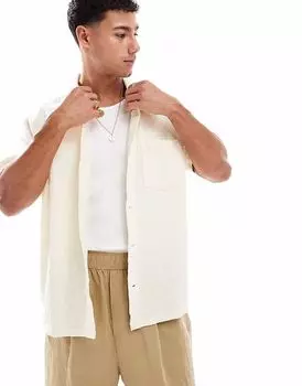 Рубашка Jack & Jones oversize с текстурой цвета экрю