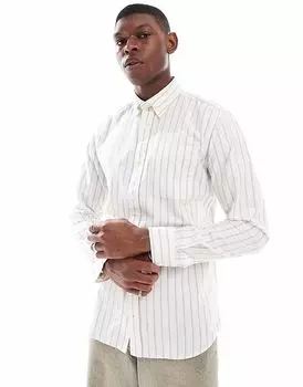 Рубашка Jack & Jones Oxford slim fit с полосками белого цвета