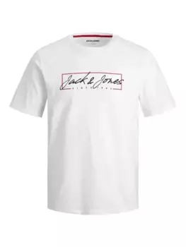 Рубашка Jack & Jones PlusSize с короткими рукавами "JJZURI TEE SS CREW NECK PLS", белый