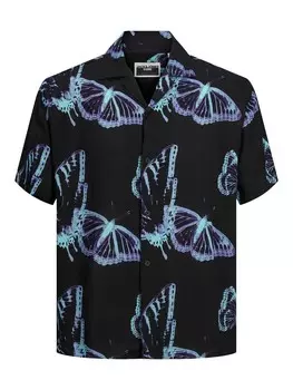 Рубашка Jack & Jones с коротким рукавом, черный