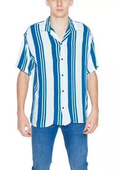 Рубашка Jack & Jones с коротким рукавом в полоску, голубой/белый