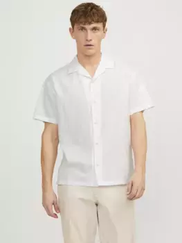 Рубашка Jack & Jones с короткими рукавами "JJJESUMMER RESORT LINEN BLEND SHIRT SS SN", белый