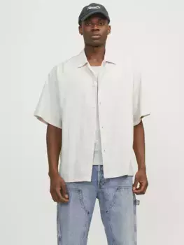 Рубашка Jack & Jones с короткими рукавами "JORFARO LINEN OVERSIZED SHIRT SS SN", цвет Moonbeam