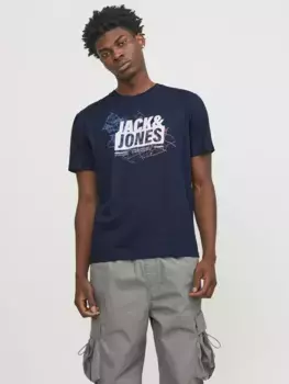 Рубашка Jack & Jones с круглым вырезом "JCOMAP LOGO TEE SS CREW NECK SN", синий
