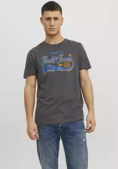 Рубашка Jack & Jones с круглым вырезом "JJELOGO TEE SS O-NECK 2 COL AW23 SN", серый