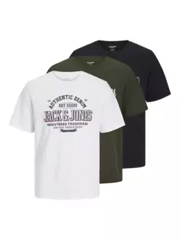 Рубашка Jack & Jones с круглым вырезом "JJELOGO TEE SS O-NECK 2 COL AW24 3PK MP", белый