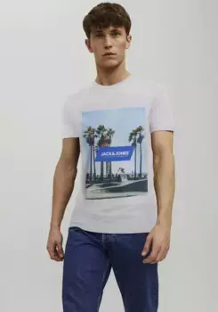 Рубашка Jack & Jones с круглым вырезом "JJGEM TEE SS CREW NECK", белый