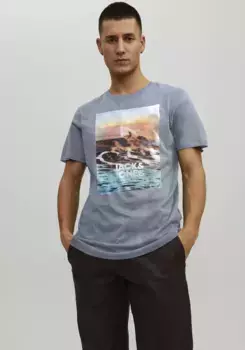 Рубашка Jack & Jones с круглым вырезом "JJGEM TEE SS CREW NECK", цвет Flint Stone