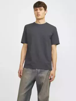 Рубашка Jack & Jones с круглым вырезом "JJJEORGANIC MELANGE TEE SS O-NECK NOOS", серый