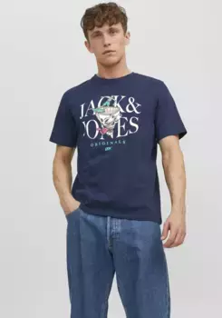 Рубашка Jack & Jones с круглым вырезом "JORAFTERLIFE TEE SS CREW NECK SN", синий