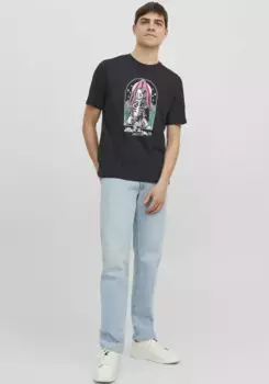 Рубашка Jack & Jones с круглым вырезом "JORAFTERLIFE TEE SS CREW NECK SN", черный