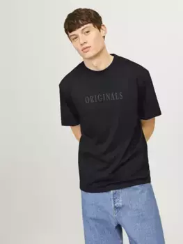 Рубашка Jack & Jones с круглым вырезом "JORFREDERIKSBERG TEE SS CREW NECK NOOS", черный