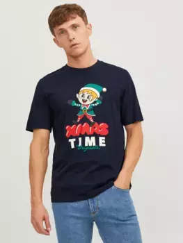Рубашка Jack & Jones с круглым вырезом "JORXMAS TEE SS CREW NECK", цвет Sky Captain