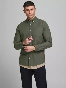 Рубашка Jack & Jones Slim Fit mit Brusttasche JJEOXFORD, зеленый