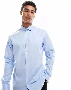 Рубашка Jack & Jones slim fit светло-голубого цвета