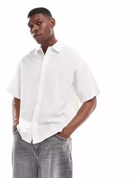 Рубашка Jack & Jones свободного кроя из льна белого цвета