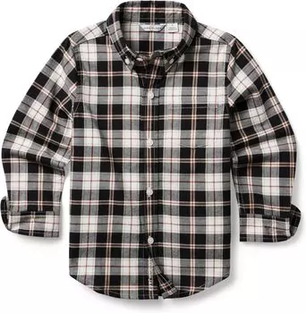Рубашка Janie and Jack Brushed Plaid Button-Up Shirt, черный