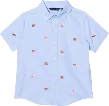 Рубашка Janie and Jack Flag Embroidered Oxford Button-Up, цвет Multicolor