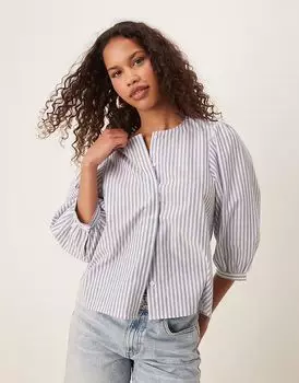 Рубашка JDY с рукавами-фонариками в синюю полоску