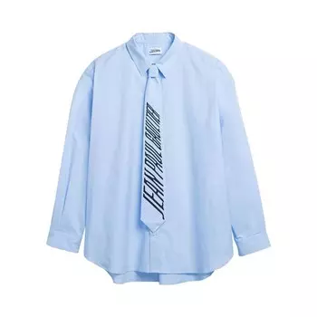 Рубашка Jean Paul Gaultier Popeline Shirt With Printed Tie Blue, синий