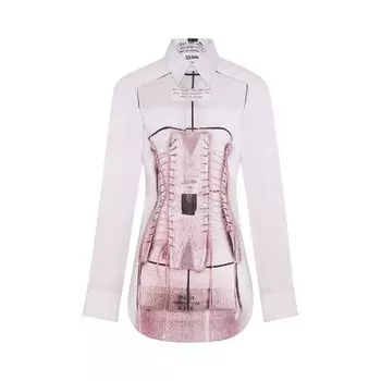 Рубашка Jean Paul Gaultier Trompe-L'Oeil Corset Shirt 'Dusty Pink/White/Black', розовый