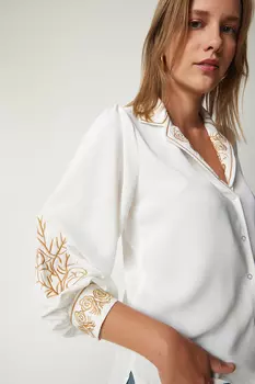 Рубашка - Экрю - Классический крой Happiness stanbul, экрю