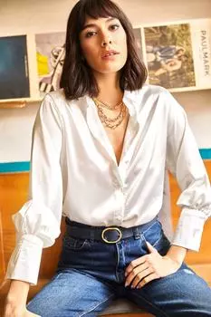 Рубашка - Экрю - Классический крой Olalook, экрю