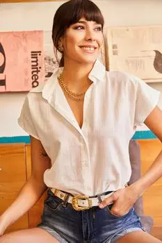 Рубашка - Экрю - Классический крой Olalook, экрю