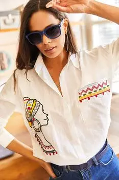 Рубашка - Экрю - Классический крой Olalook, экрю