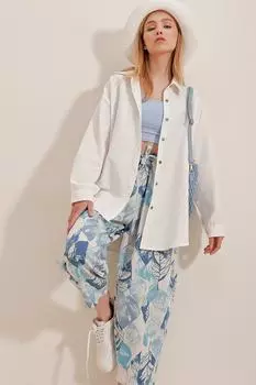 Рубашка - Экрю - Классический крой Trend Alaat Stili, экрю