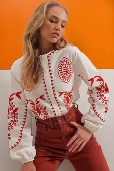 Рубашка - Экрю - Классический крой Trend Alaat Stili, экрю