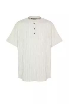 Рубашка - Экрю - Oversize Trendyol, экрю