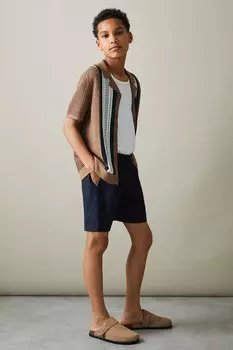 Рубашка Jensen с кубинским воротником и вышивкой Reiss, коричневый